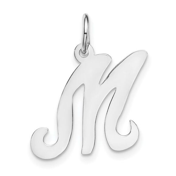 14k White Gold, Sophia Collection, Small Script Initial M Pendant - Picture 1 of 5
